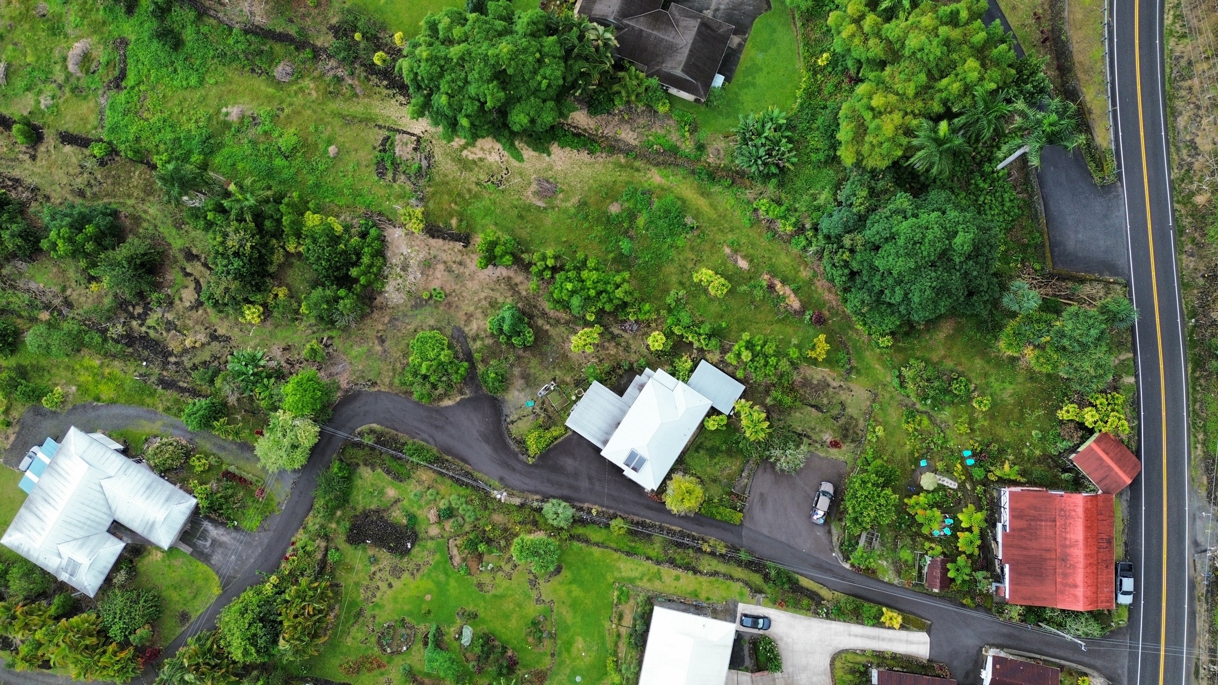Aerial view of a surveyed Hawai'i parcel